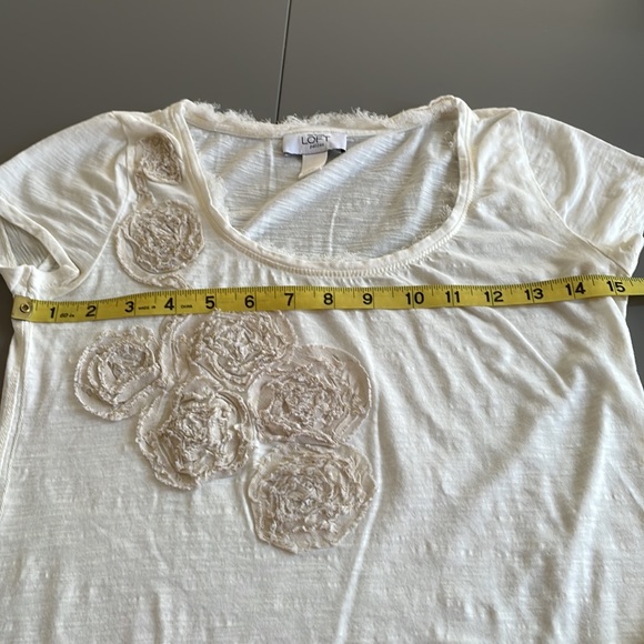 ANN TAYLOR LOFT short sleeve T-Shirt cream Size SP - Picture 7 of 13